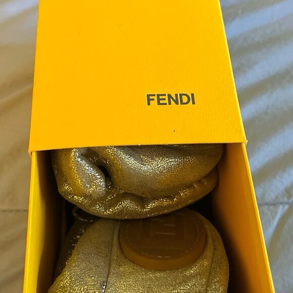 Fendi Ballerina Camacho Cracle Sabina Oro flats - rubber sole shoes Size 37 - Picture 3 of 10